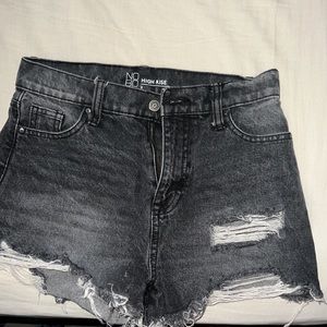 No Bo distressed high rise jean shorts